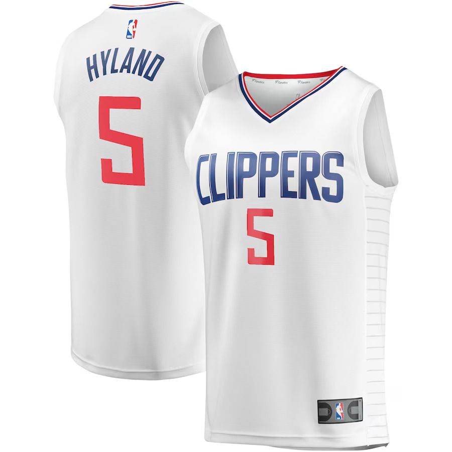 Men Los Angeles Clippers 5 Bones Hyland Fanatics Branded White Fast Break Player NBA Jersey